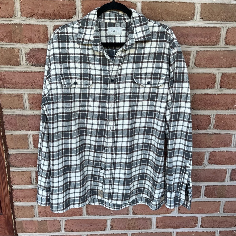 Jachs Men's Checkered Shirt in earthy colors. XL. Cabin core. Shacket workwear